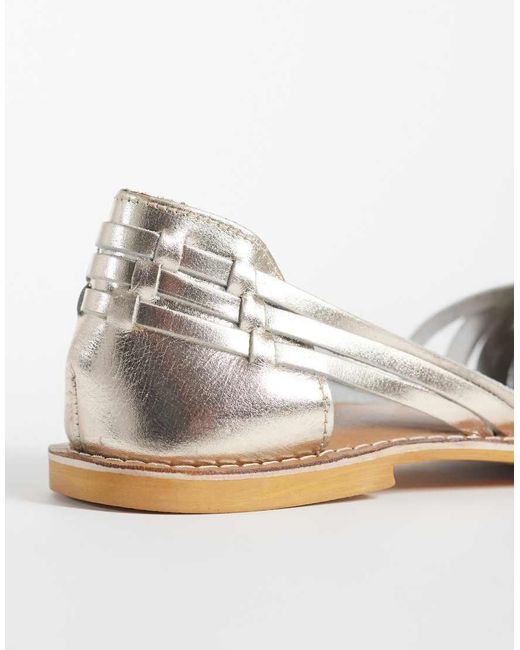ASOS Metallic Fray Leather Woven Flat Sandals