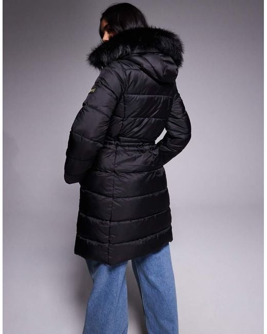 Barbour Blue Anastasia Puffer Jacket With Faux Fur Hood