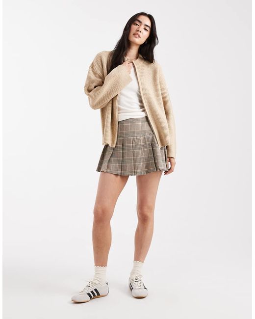 4th & Reckless Brown Premium High Neck Double Zip Knitted Bomber Cardigan