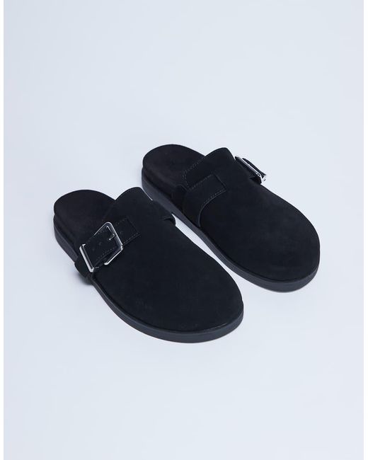TOPSHOP Blue Amy Slip On Mules With Buckle