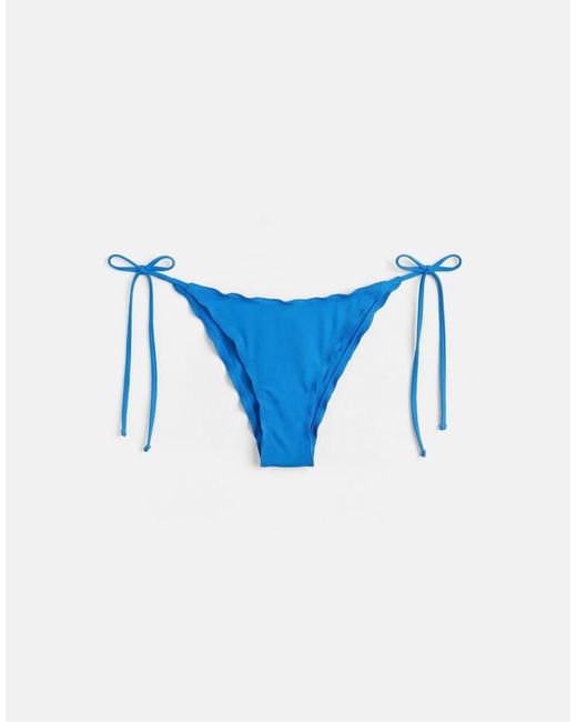 Pull&Bear Blue Ruffled Bikini Bottoms