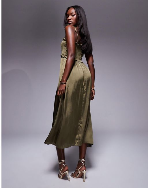 River Island Green – gesmoktes midikleid