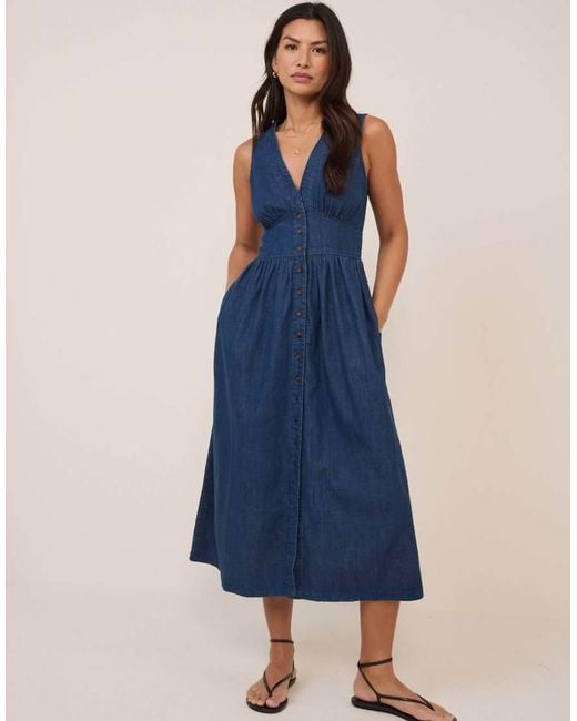 Nobody's Child Blue Denim Sleeveless Starlight Midi Dress
