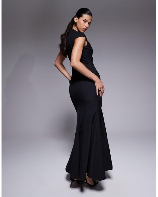 Jarlo Blue High Neck Maxi Dress With Thigh Split