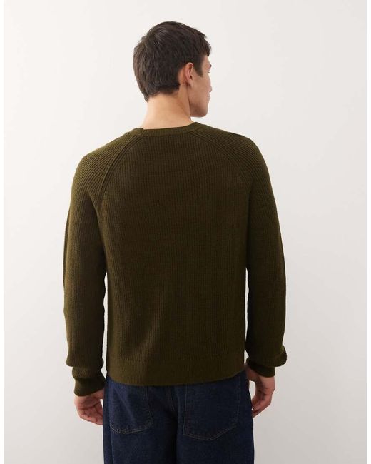 Collusion Green Boxy Knitted Sweater Jumper for men