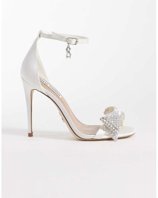 Steve Madden White Newlywed Heeled Sandal With Embellished Bow