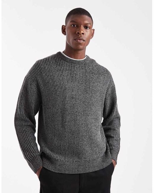 Only & Sons Gebreide Trui Met Textuur En Ronde Hals in het Gray voor heren