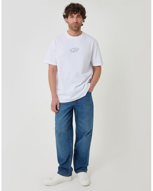 Threadbare White Relaxed Fit Graphic Cotton T-Shirt for men