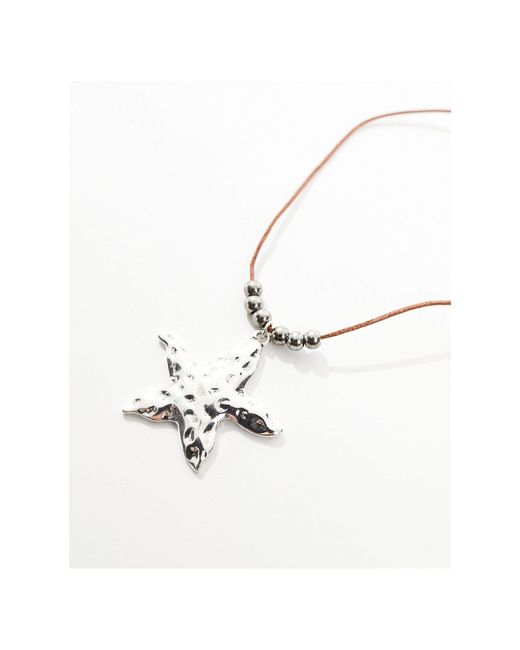 petit moments Black Cord Beaded Necklace With Starfish Pendant