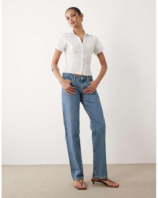 Cotton On Blue Short Sleeve Ruched Shirt