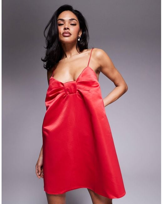 ASOS Red – strukturiertes minikleid aus satin