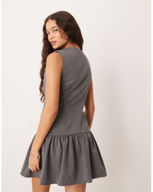 ASOS Gray Tailored Drop Waist Mini Dress