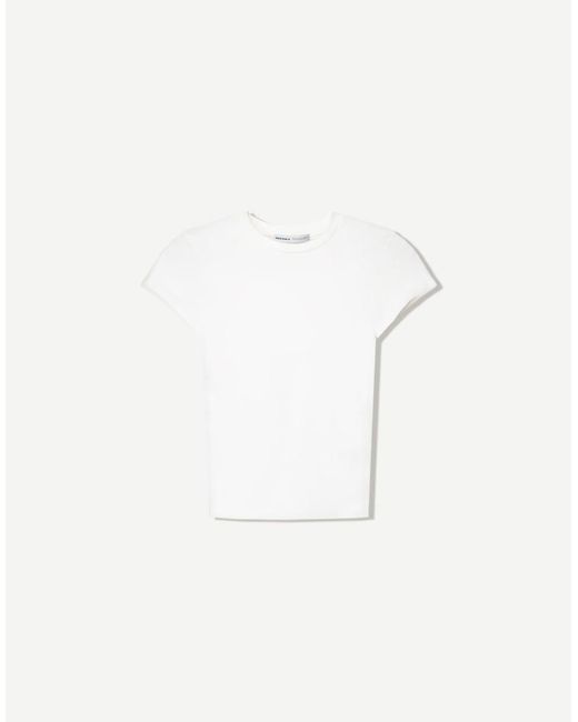 Bershka White Short Sleeve Crew Neck T-shirt