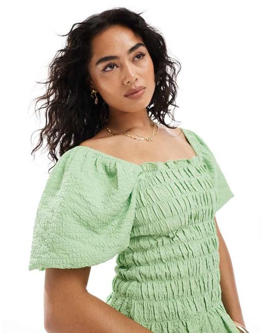 Miss Selfridge Blouse Met Gesmokt Detail in het Green