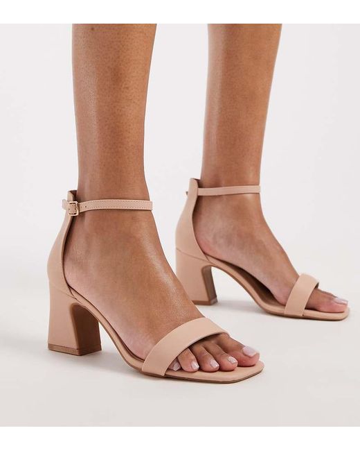 SEQWL Wide Fit Brown Leal Block Heeled Sandal