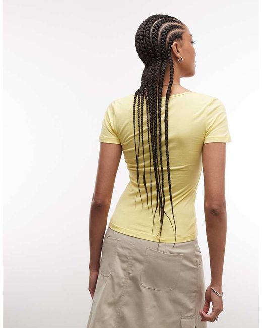 Monki Green V-neck Slim Fit T-shirt