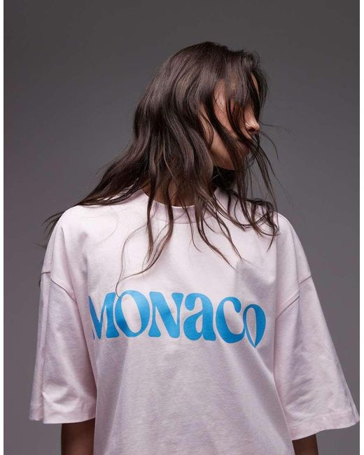 Camiseta Con Estampado Gráfico De Punto Liso De TOPSHOP de color Gray