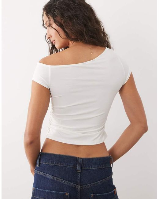 New Look White Fallen Shoulder Polyamide Top