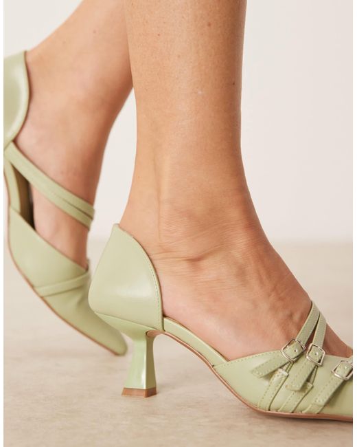 Glamorous Natural Slingback Kitten Heeled Shoes