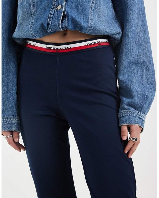 Tommy Hilfiger Blue Logo Waistband Capri leggings