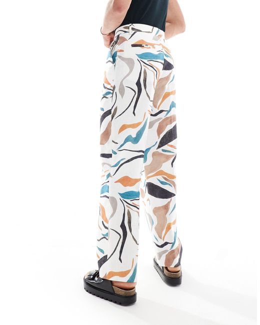 ASOS Multicolor Smart Linen Blend Wide Leg Pants for men