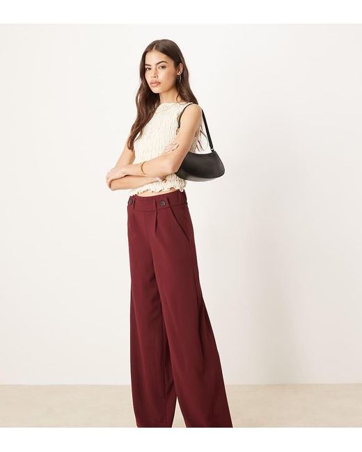 JDY Tall Dad Broek Met Knoopdetail En Wijde Pijpen in het Red