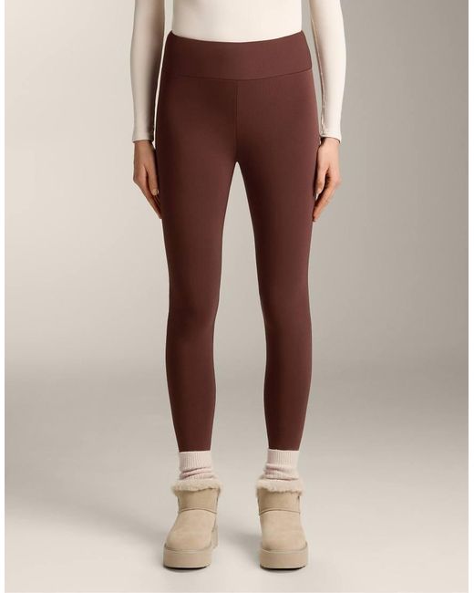 Oysho Brown Super-extra-warm Seamless 70cm High-rise Ankle-length leggings