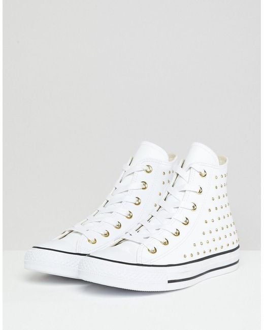 Zapatillas hi-top de cuero blanco con tachuelas Chuck Taylor All Star de  Converse de color Blanco | Lyst