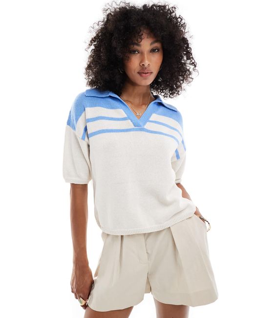 ASOS White Compact Knitted Polo Top