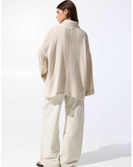 Giacca Morbida Stile Kimono Color Pietra di Pull&Bear in Natural