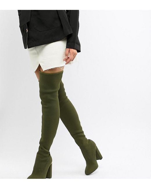 ASOS Green Koko Knitted Thigh High Boots