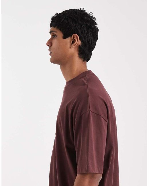 ASOS Red Heavyweight Oversized T-shirt With Text Chest Graphic for men