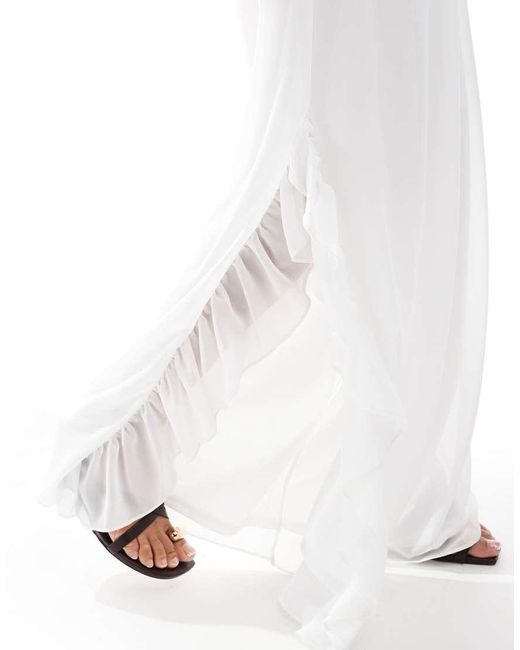 Pantalones De Talle Alto De Chifón De (Parte De Un Conjunto)-Neutro TFNC London de color White