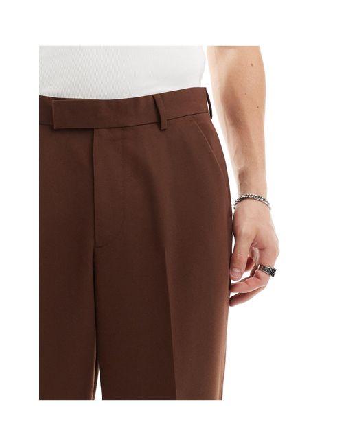 Pantalon habillé ample - marron ASOS pour homme en coloris Brown