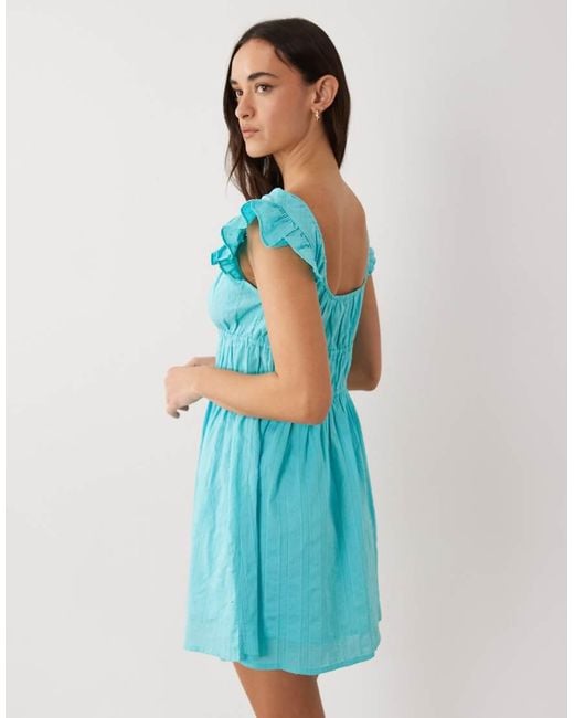 Wednesday's Girl Blue Milkmaid Mini Dress