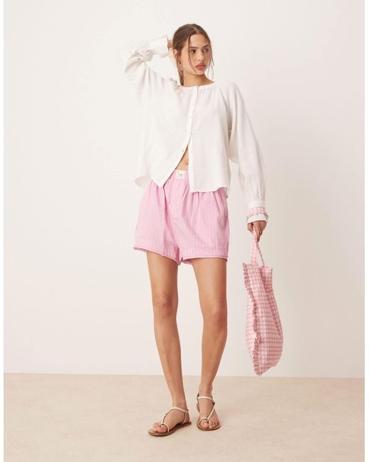 Aware Pink – boho – e bluse mit knopfleiste