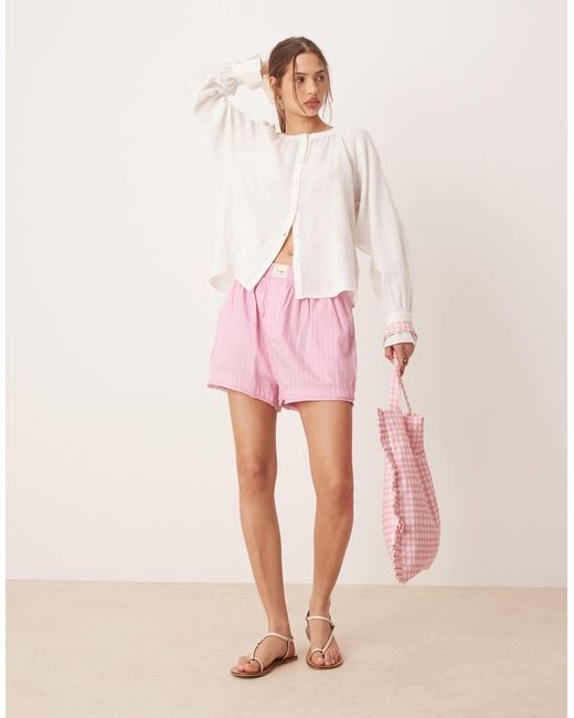 Aware Pink – boho – e bluse mit knopfleiste