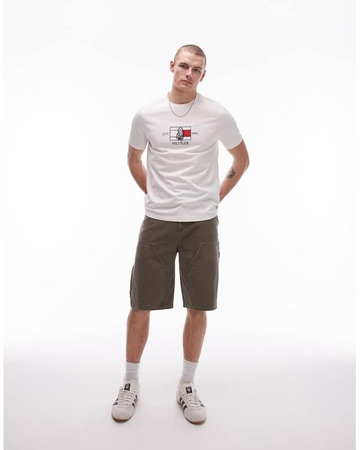 Tommy Hilfiger White Centre Flag T-shirt for men