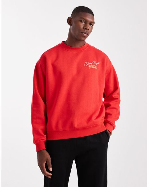 Cotton On Red Cotton On Boxy Fit Crew Neck Sweatshirt for men