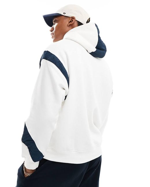 Bershka White Retro Paneled Hoodie for men