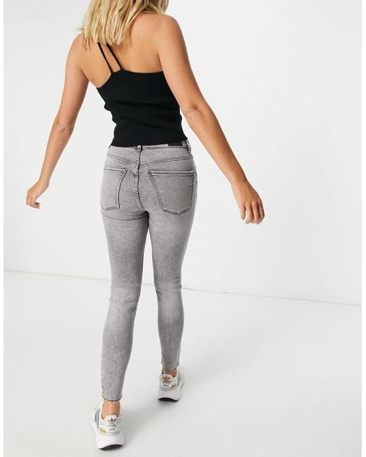 Bershka Denim – skinny-jeans mit hohem bund in Grau | Lyst AT