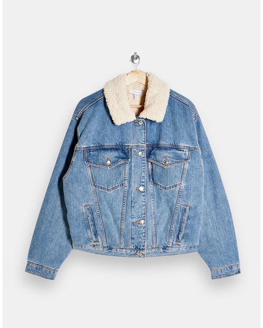 TOPSHOP Oversized Borg Trim Cotton 