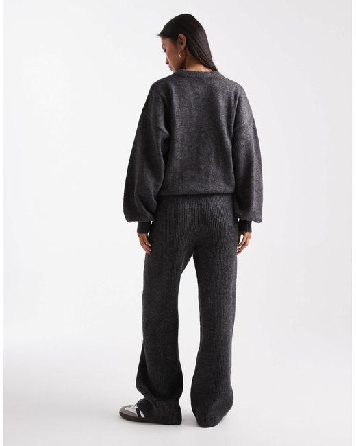 ASOS Black Ribbed Wide Leg Knitted Pants