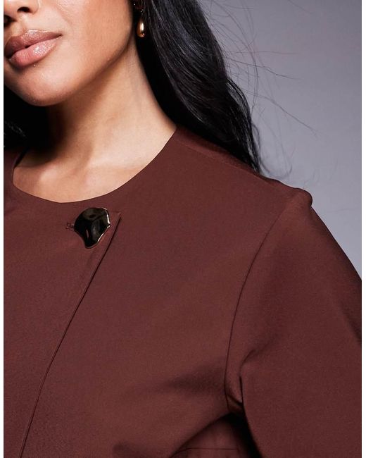 ASOS Purple Tailored Wrap Top With Gold Button Co-ord
