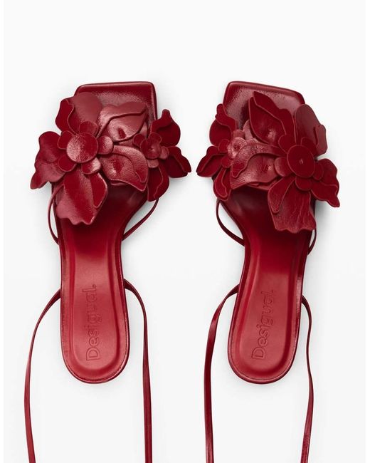 Desigual White Floral Appliqué Sandal