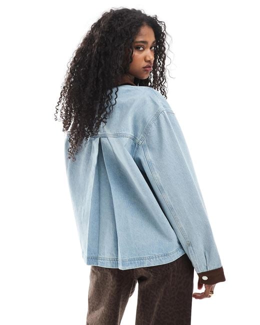 ASOS Blue Denim Barn Jacket With Contrast Details