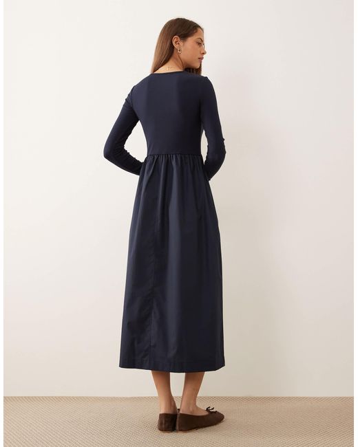 jersey poplin midi dress Mono Jersey Cotton Poplin Midi Collar Dress