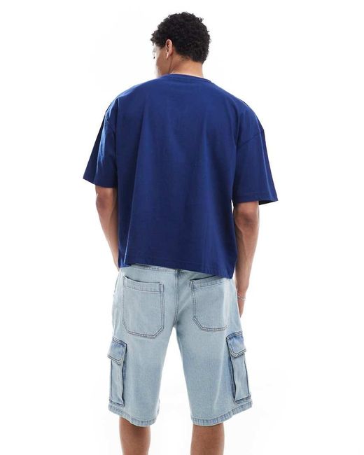 ASOS Recht Oversized T-Shirt Met Grafische Sportprint in het Blue voor heren