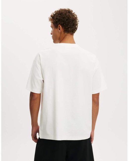 Cotton On White Box Fit Premium Music T-Shirt for men