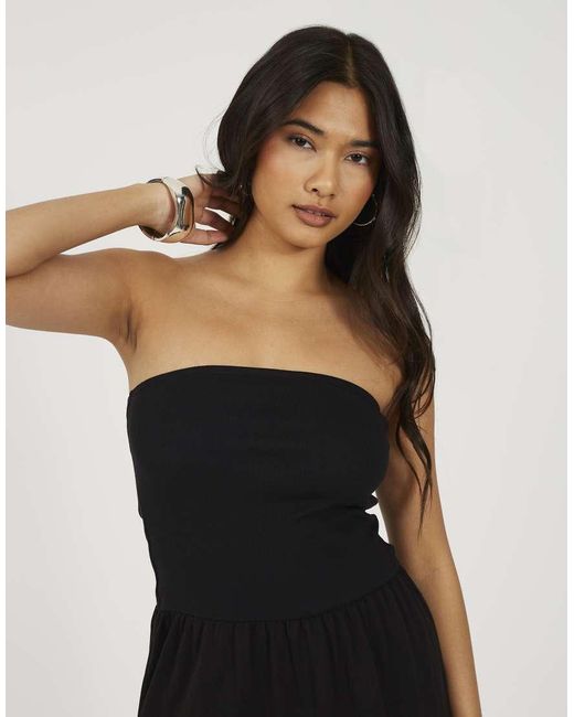 Brave Soul Black Jersey Strapless Tiered Mini Dress